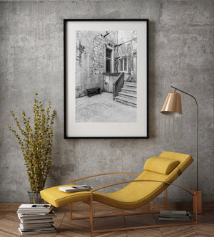 Stone steps and door in Croatian house | Photo Art Print fine art photographic print