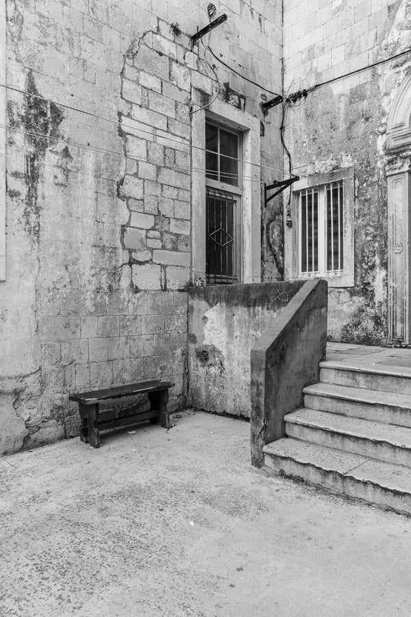 Stone steps and door in Croatian house | Photo Art Print fine art photographic print