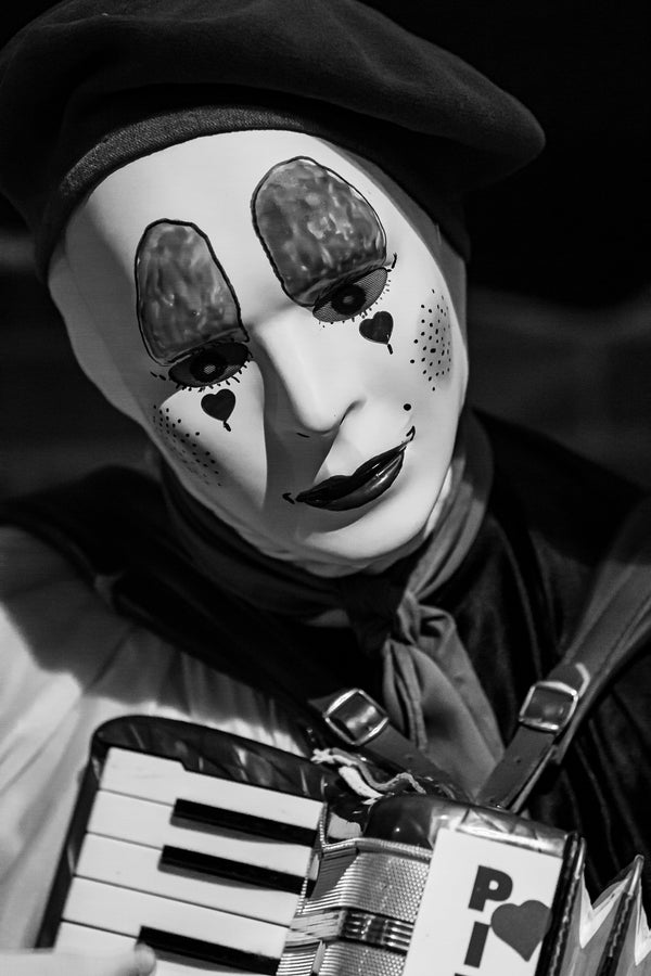 Street performer wearing mask | Photo Art Print fine art photographic print