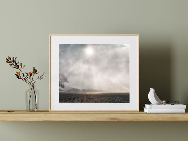 Sun breaks through the blowing snowstorm in the Antarctic | Photo Art Print fine art photographic print