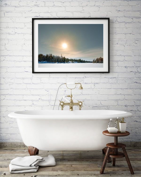 Sun over the frozen lake in Northern Ontario | Photo Art Print fine art photographic print