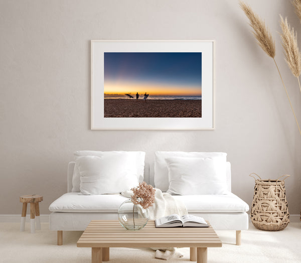 Surfers on Long Reef Beach at sunrise | Photo Art Print fine art photographic print