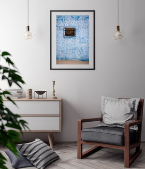 Textured blue wall in Hamilton Indiana | Photo Art Print fine art photographic print