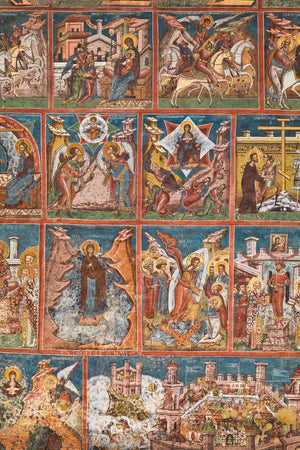 The Voronet Monastery colorful religious paintings | Photo Art Print fine art photographic print