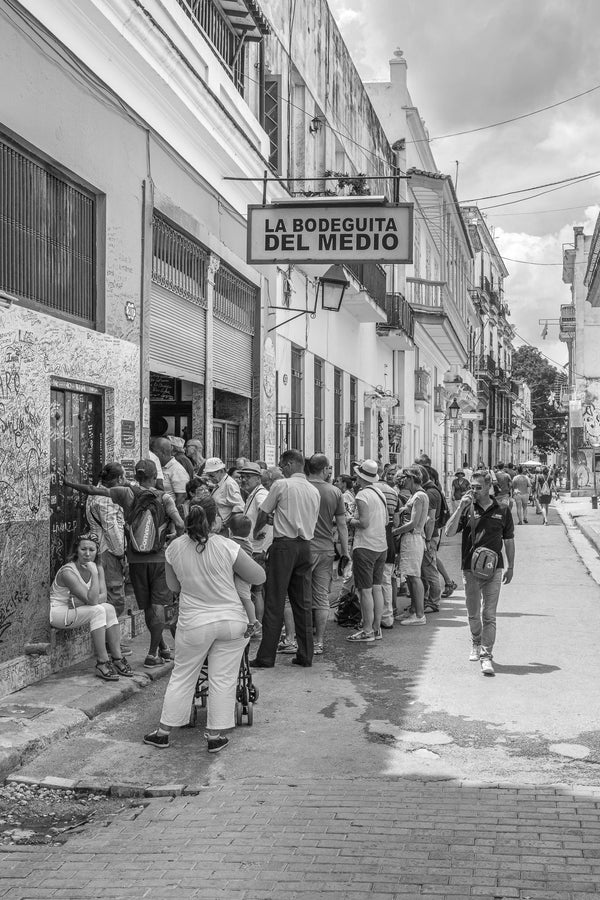 Tourists lineup to enter the famous La Bodeguita del Medio bar Havana Cuba | Photo Art Print fine art photographic print