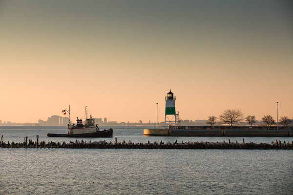 Tugboat coming into Chicago harbor | Photo Art Print fine art photographic print