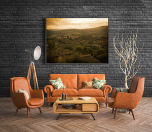 Tuscany Italy small town and countryside at dusk | Photo Art Print fine art photographic print