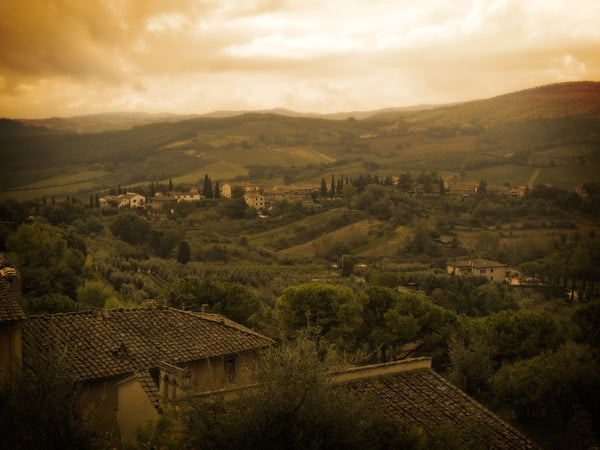 Tuscany Italy small town and countryside at dusk | Photo Art Print fine art photographic print