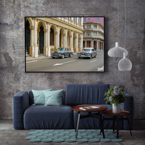 Two classic cars streets of Havana Cuba | Photo Art Print fine art photographic print