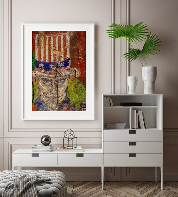 Uncle Sam painted on a distressed wall | Photo Art Print fine art photographic print