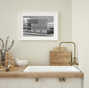 United we stand American flag on side of building | Photo Art Print fine art photographic print