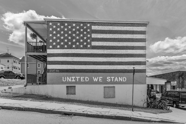 United we stand American flag on side of building | Photo Art Print fine art photographic print
