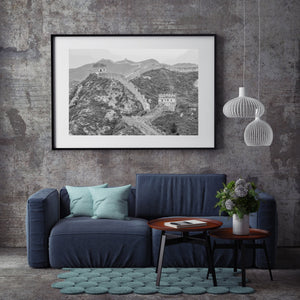 Wall of China through ascending over the mountains | Photo Art Print fine art photographic print