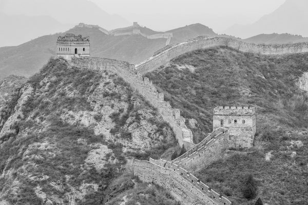 Wall of China through ascending over the mountains | Photo Art Print fine art photographic print