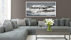 Water crashes over the rocks and ice in the Southern Ocean Antarctica | Photo Art Print fine art photographic print