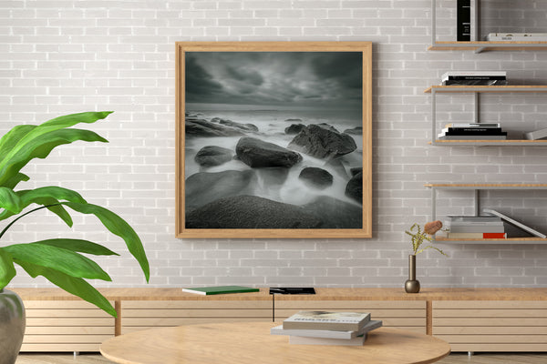Wave flows in rock formations Kostbergan Beach | Photo Art Print fine art photographic print