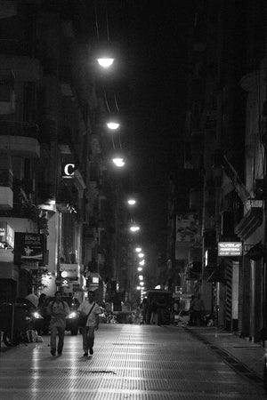 Grainy Image of Two Men Walking the Streets in Argentina | Photo Art Print fine art photographic print