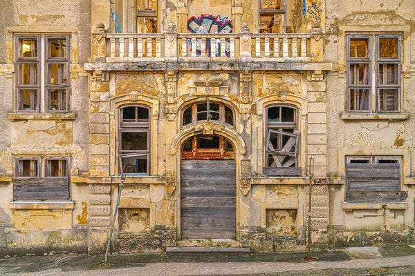 Abandoned Hotel Front Facade Eerie Beauty | Photo Art Print fine art photographic print