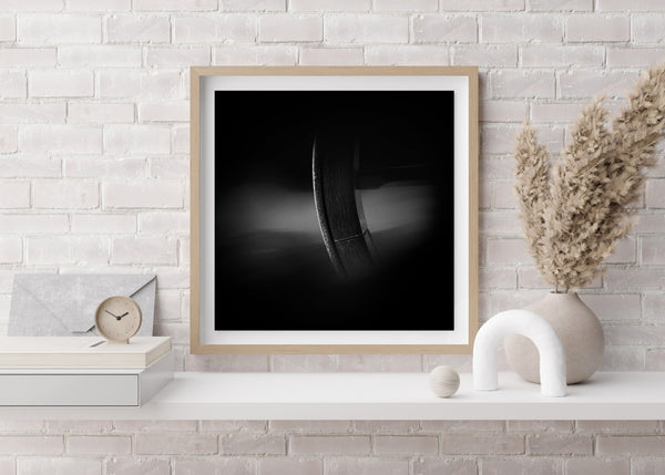 Timeless Charm of a Black-and-White Abstract Wagon Wheel | Photo Art Print fine art photographic print