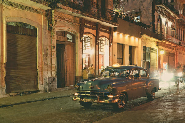 Nighttime Bustle in Old Havana District Brings Streets to Life | Photo Art Print fine art photographic print