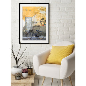 Textured wall with peeling paint and graffiti in Rome