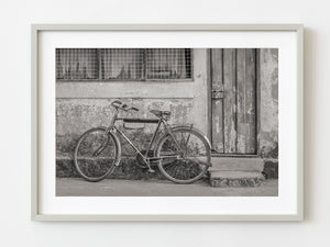 Bike Leaning Against Wall in Kochi | Photo Art Print fine art photographic print