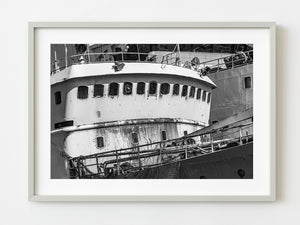 Bridge of a run down commercial vessel at dock | Photo Art Print fine art photographic print