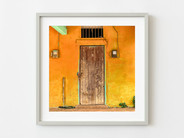 Bright wall and old door in rural Cuba | Photo Art Print fine art photographic print