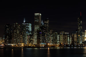 Chicago waterfront skyline at night | Photo Art Print fine art photographic print