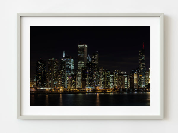 Chicago waterfront skyline at night | Photo Art Print fine art photographic print