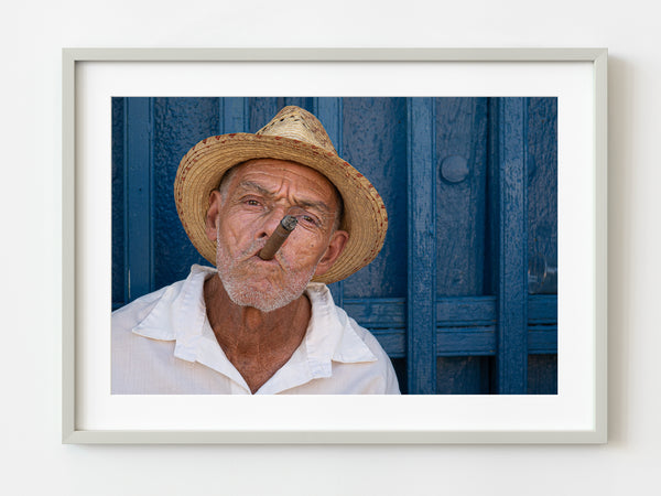 Closeup older man smoking a cigar portrait Trinidad Cuba | Photo Art Print fine art photographic print