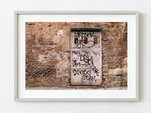 Distressed wall with Door and Grafitti in Rome Italy | Photo Art Print fine art photographic print
