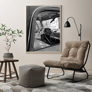 Dodge Truck Cab broken and abandoned in black and white | Photo Art Print fine art photographic print