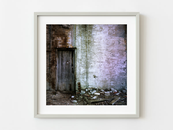 Door and Brick Wall grunge abandoned factory | Photo Art Print fine art photographic print