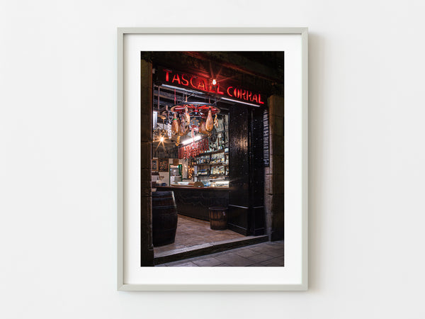 Dried meat and wine shop in Spain | Photo Art Print fine art photographic print