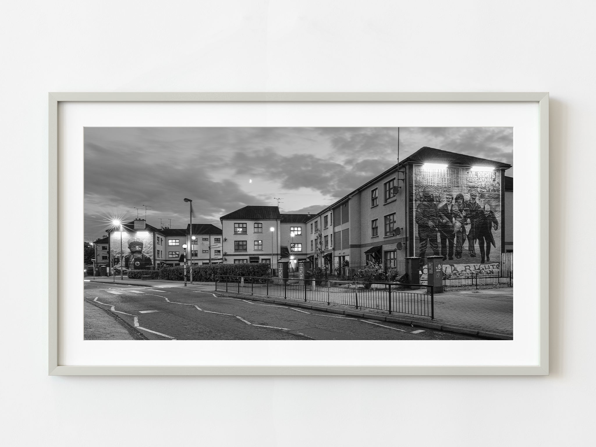 Twilight at Free Derry Corner - Monochrome Fine Art Print – Dan Kosmayer  Fine Art Photography, image size:2048x1536
