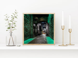 Green lit walkway Dublin Ireland | Photo Art Print fine art photographic print