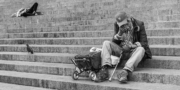 Homeless man on the steps of Main Post office New York | Photo Art Print fine art photographic print