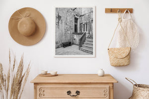 Stone steps and door in Croatian house | Photo Art Print fine art photographic print