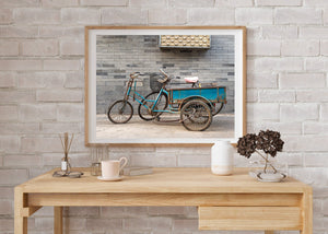 Old abandoned bicycles against a wall in Beijing China | Photo Art Print fine art photographic print