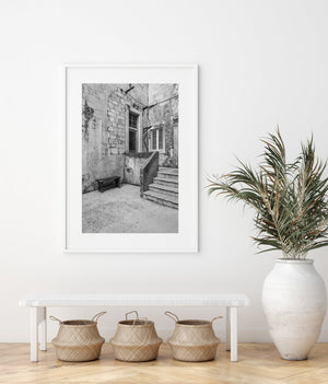 Stone steps and door in Croatian house | Photo Art Print fine art photographic print