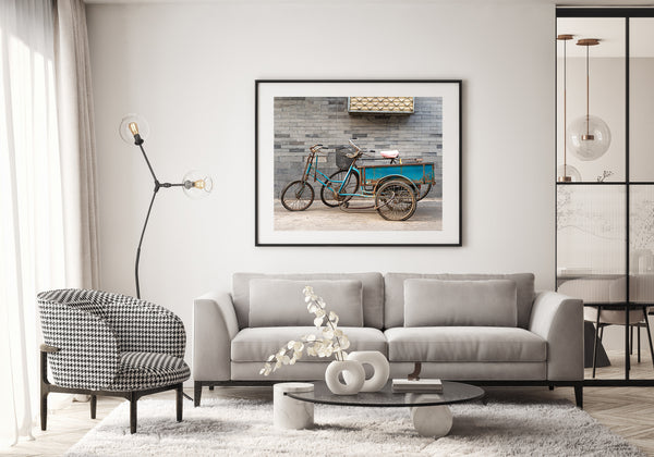 Old abandoned bicycles against a wall in Beijing China | Photo Art Print fine art photographic print