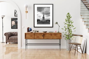 Statue of Liberty with dramatic sky black and white | Photo Art Print fine art photographic print