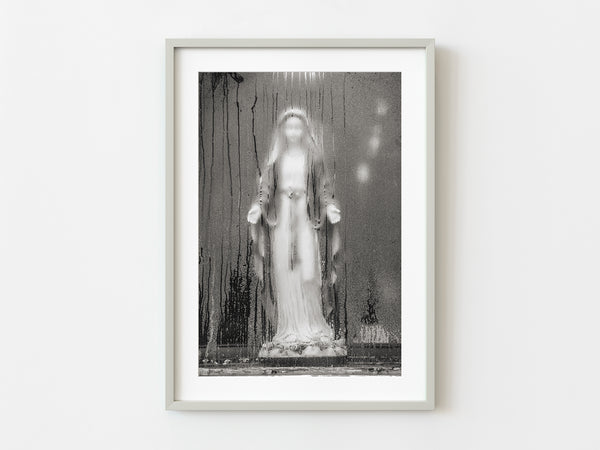 Immaculate Mary statue behind steamed glass Toronto | Photo Art Print fine art photographic print