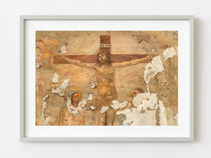 Jesus on the cross old painting on wall | Photo Art Print fine art photographic print