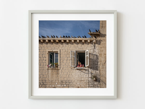 Lady smoking in Dubrovnik window | Photo Art Print fine art photographic print