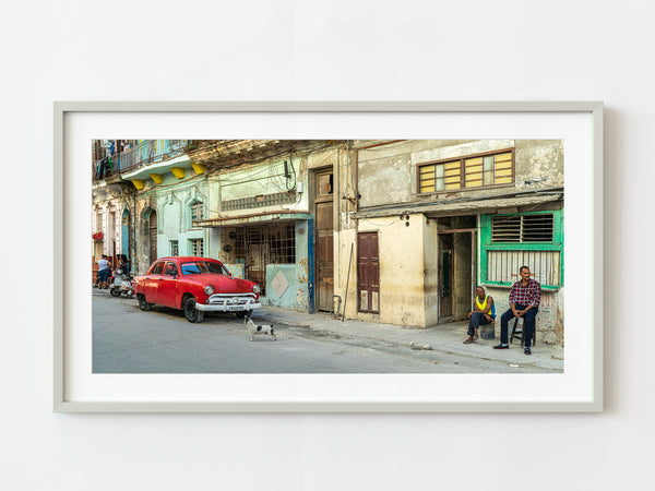 Looking down the street and red classic car Havana Cuba | Photo Art Print fine art photographic print