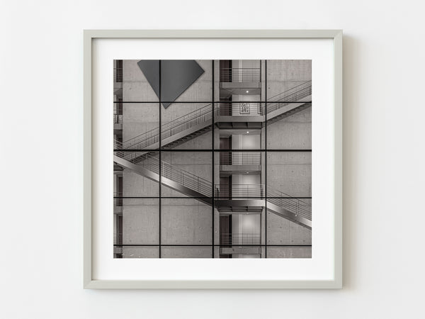 Modern Glass Building Staircase Sleek Architecture | Photo Art Print fine art photographic print