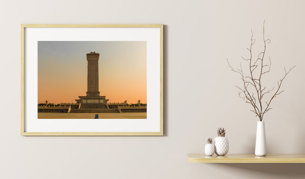 Monument of Peoples Heroes Tiananmen Square Beijing China at sunset | Photo Art Print fine art photographic print