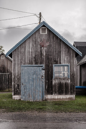Old fishing shed with blue door in PEI Canada | Photo Art Print fine art photographic print